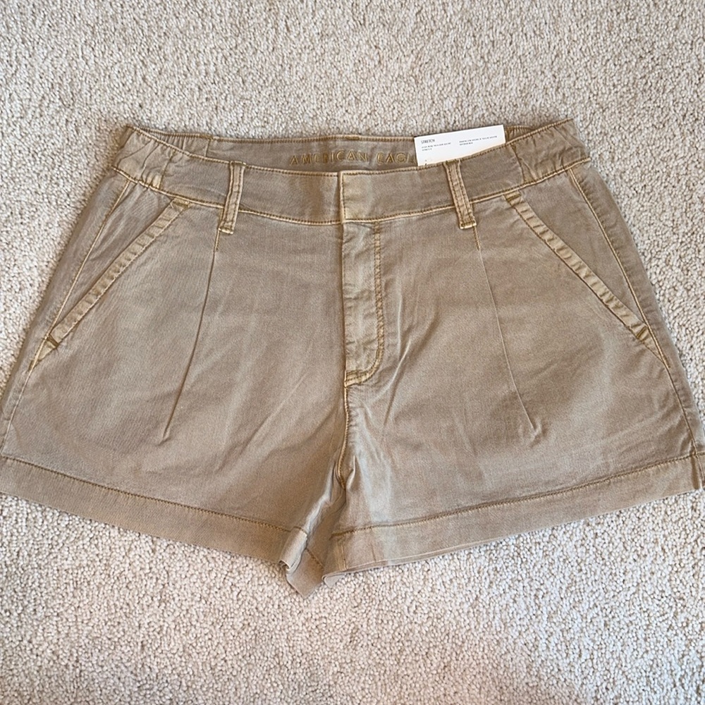 American Eagle High-Rise Trouser Short, Dark Tan - Size 6